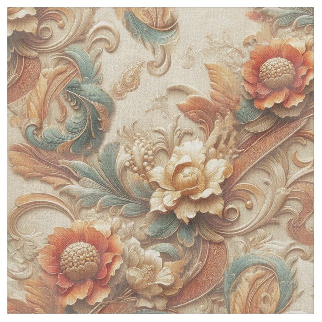 Chic, Elegant Creams & leather flower texture look Fabric (Close Up)