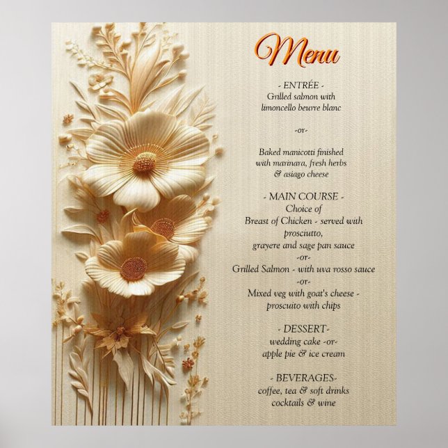 Chic, Elegant Creams & leather flower texture look Poster (Front)