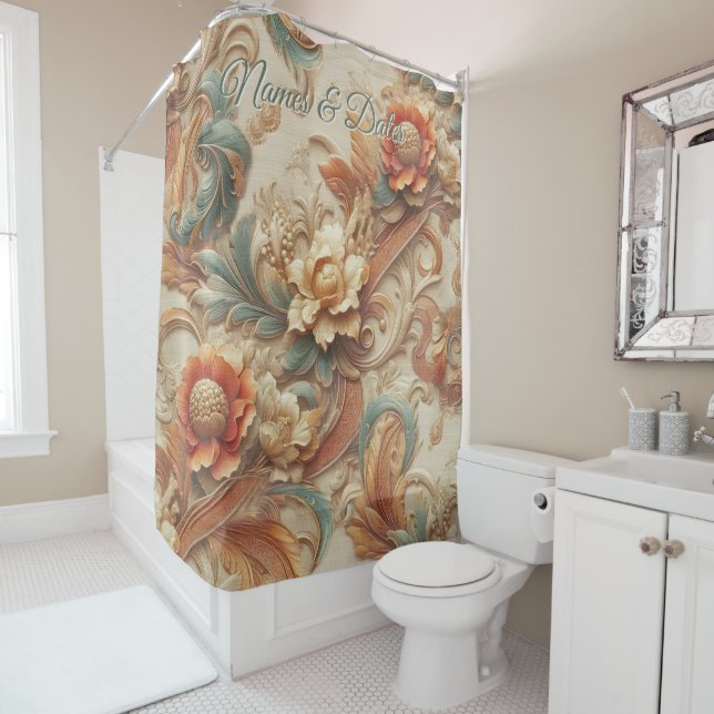 Chic,Elegant Creams & leather flower texture look Shower Curtain (In Situ)