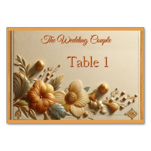 Chic, Elegant Creams & leather flower texture look Table Number