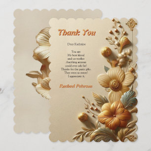 Chic, Elegant Creams & leather flower texture look Thank You Card