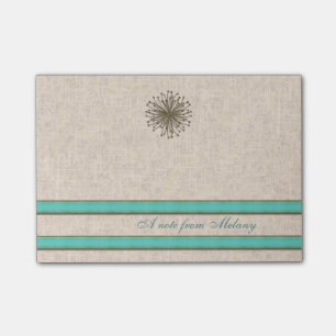 Chic elegant dandelion turquoise stripes post-it notes