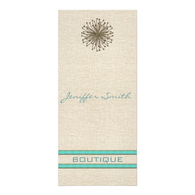 Chic elegant dandelion turquoise stripes rack card (Front)