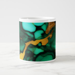 Chic Elegant dark green golden yellow Faux Marble  Large Coffee Mug