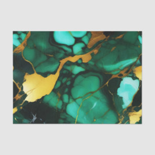 Chic Elegant dark green golden yellow Faux Marble Tissue Paper