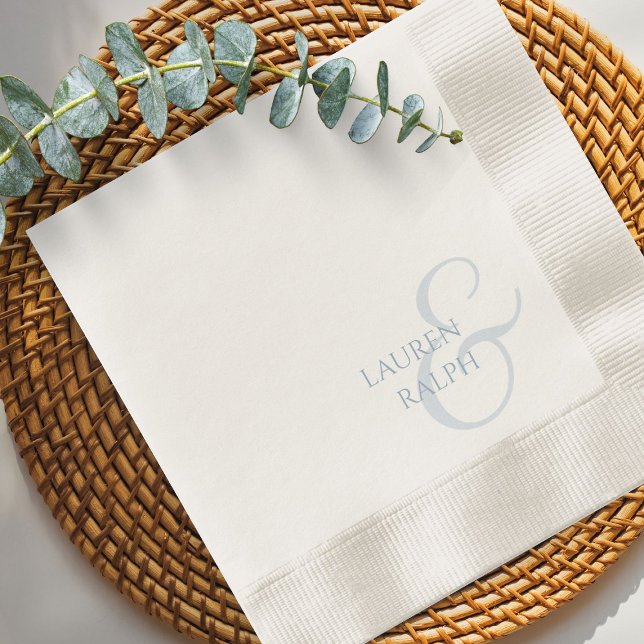 Chic & Elegant Dusty Blue Script Wedding  Napkin (Creator Uploaded)