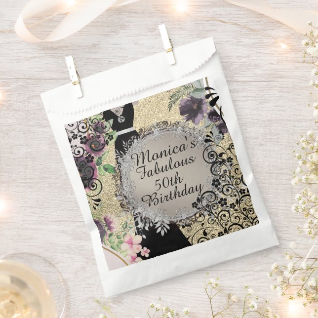 Chic Elegant Fabulous 50th Birthday Customised    Favour Bag (Clipped)