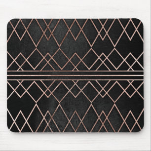 Chic & Elegant Faux Rose Gold Geometric Triangles Mouse Pad