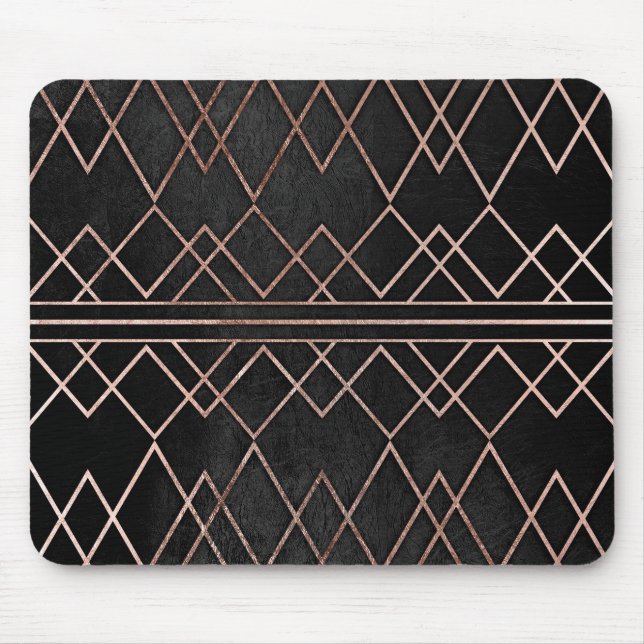 Chic & Elegant Faux Rose Gold Geometric Triangles Mouse Pad (Front)