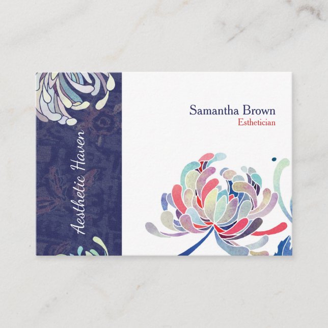 Chic Elegant Floral Aesthetician Business Card (Front)
