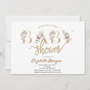 Chic Elegant Floral Baby Shower Invitation