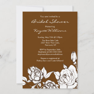 Chic Elegant Floral  Bridal Shower Invitation Brow