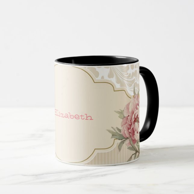 Chic Elegant Floral Damask Roses  Mug (Front Right)