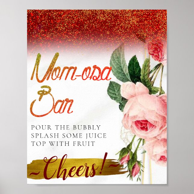 Chic Elegant Floral Elegant Mimosa Bar Sign (Front)