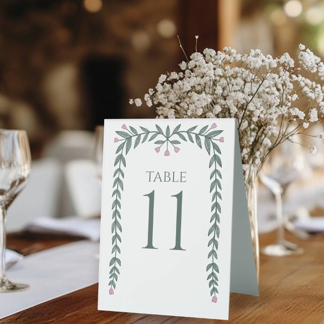 Chic Elegant Floral Frame Botanical Vines Pink (Chic Elegant Floral Frame Botanical Vines Pink Green Table Tent Sign
)