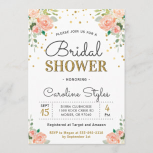 Chic Elegant Floral Peony Bridal Couples Shower Invitation