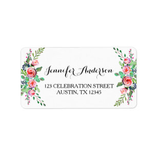Chic Elegant Floral Rose Wedding RSVP Label
