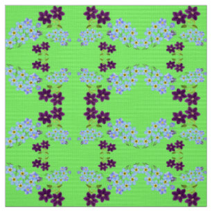 Chic Elegant Forget-Me-Not Floral Green Pattern Fabric