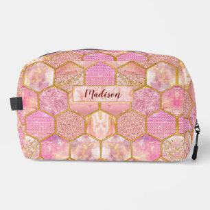 Chic elegant girly faux Glitter rose gold Dopp Kit
