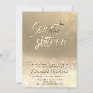 Chic elegant glam gold glittery ombre sweet 16 invitation