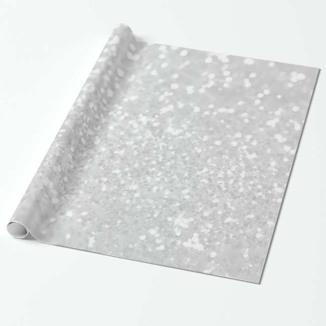 chic elegant glamour White Faux Glitter Wrapping Paper (Unrolled)