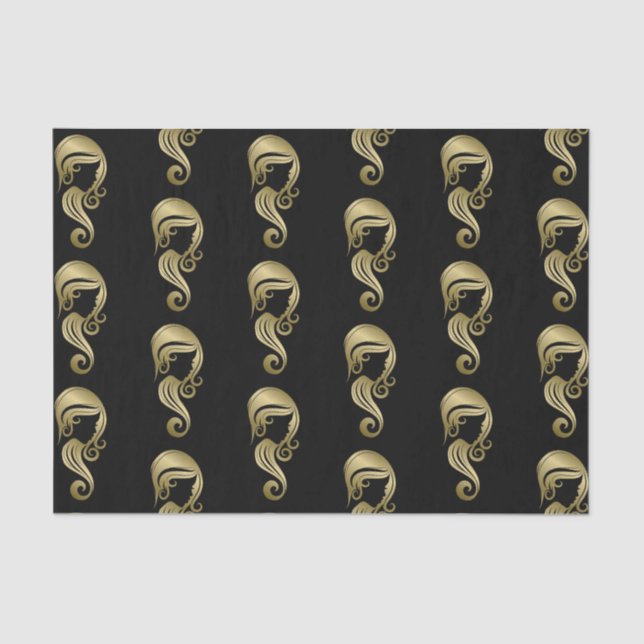 Chic Elegant Gold Beauty Girl Hair & Makeup Salon Tissue Paper (Front)