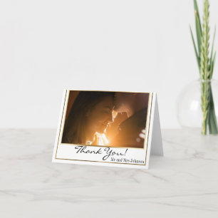 Chic Elegant Gold Border Photo Thank You Card