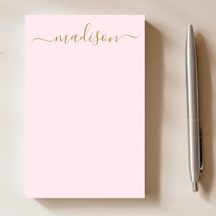Chic Elegant Gold Calligraphy Script Name Post-it Notes