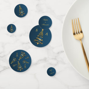 Chic Elegant Gold Christmas Tree Monogram Wedding Confetti