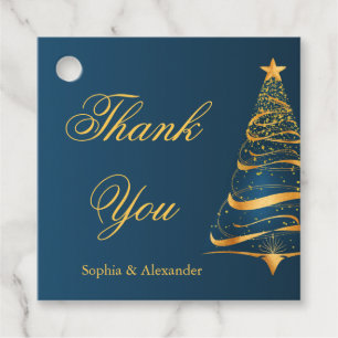 Chic Elegant Gold Christmas Tree Thank You Wedding Favour Tags