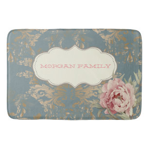 Chic Elegant Gold Damask Roses  Bath Mat