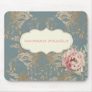 Chic Elegant Gold Damask Roses Mouse Pad