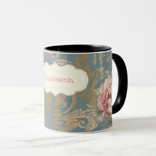 Chic Elegant Gold Damask Roses Mug