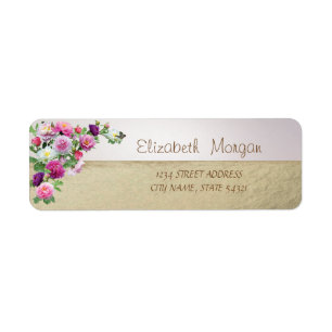 Chic Elegant,Gold,Flowers  Address Label Return Address Label