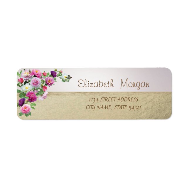 Chic Elegant,Gold,Flowers  Address Label Return Address Label (Front)