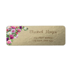 Chic Elegant,Gold,Flowers  Address Label Return Address Label