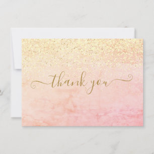 Chic Elegant Gold Glitter Script Thank You Card