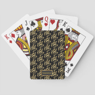 Chic Elegant Gold Heart Pattern Monogram Playing Cards