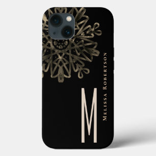 Chic Elegant Gold Ornate Monogrammed iPhone 13 Case