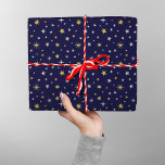 Chic Elegant Gold Silver Stars Navy Blue Christmas Wrapping Paper<br><div class="desc">Elegant and festive star pattern for any occasion !</div>