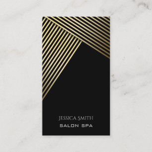 Chic elegant golden/black diagonal stripes business card