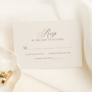 Chic Elegant Ivory and Taupe Luxe Neutral Wedding RSVP Card