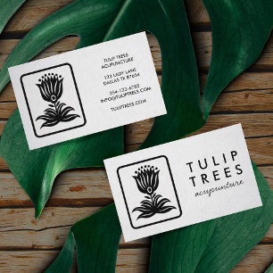 Chic Elegant Logo Stylised Tulip Wellness Healer  Business Card