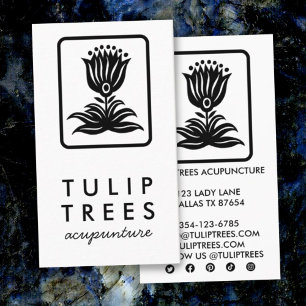Chic Elegant Logo Stylised Tulip Wellness Healer Business Card