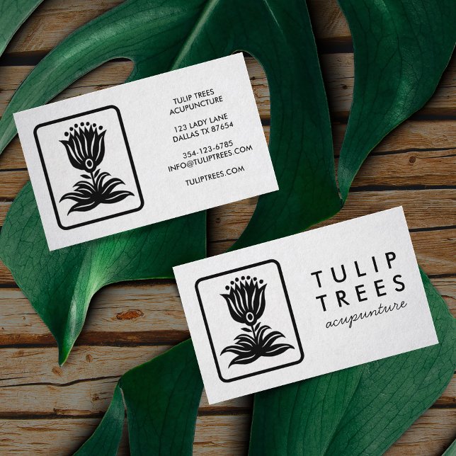 Chic Elegant Logo Stylised Tulip Wellness Healer  Business Card (Creator Uploaded)