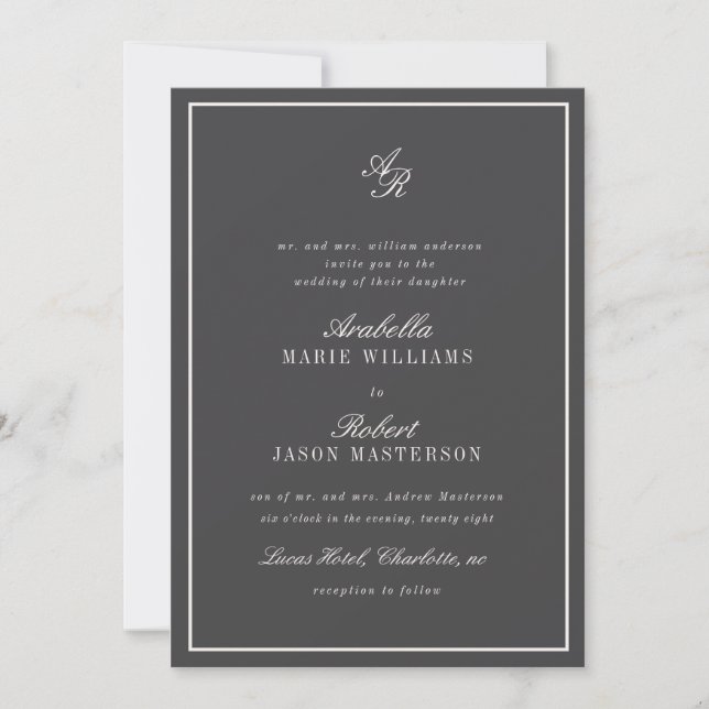 Chic Elegant Luxurious Wedding Invitation (Front)