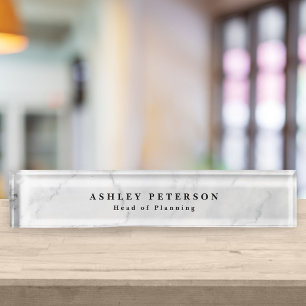 Chic Elegant Marble Background Nameplate