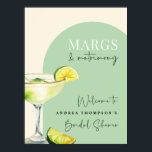 Chic Elegant Margs and Matrimony Bridal Shower Poster<br><div class="desc">Celebrate the bride-to-be with a Margs and Matrimony bridal shower themed welcome poster featuring a watercolor margarita cocktail.</div>