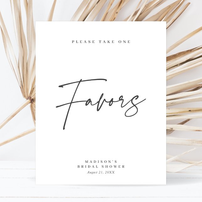 Chic Elegant Minimalist Bridal Shower Favours Sign (Creator Uploaded)