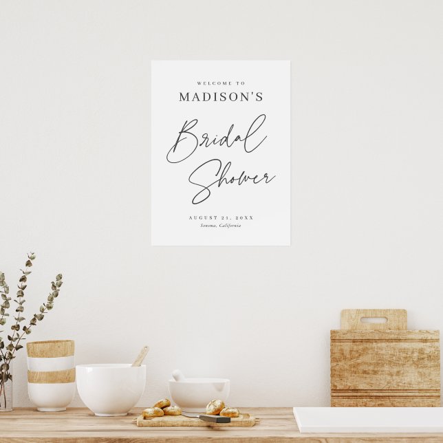 Chic Elegant Minimalist Bridal Shower Welcome Sign (Kitchen)